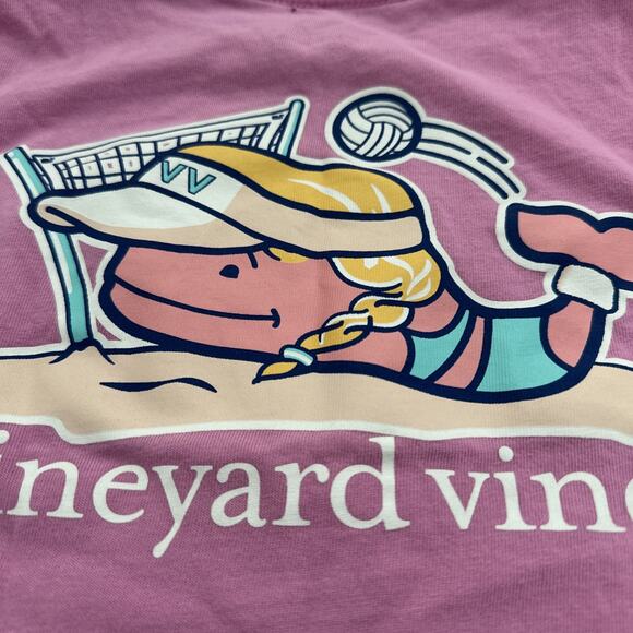 Vineyard Vines Volleyball Girls Shirt Size Small Pink Front Pocket Short Sleeve - Picture 8 of 9